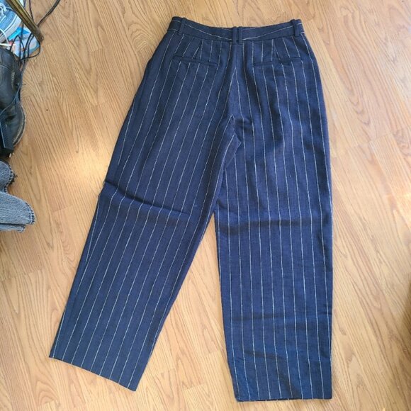 NEW! M.M. LaFLEUR FITZ PLEATED TROUSERS PANTS WOVEN PINSTRIPE HIGH RISE sz 6 - Picture 4 of 8